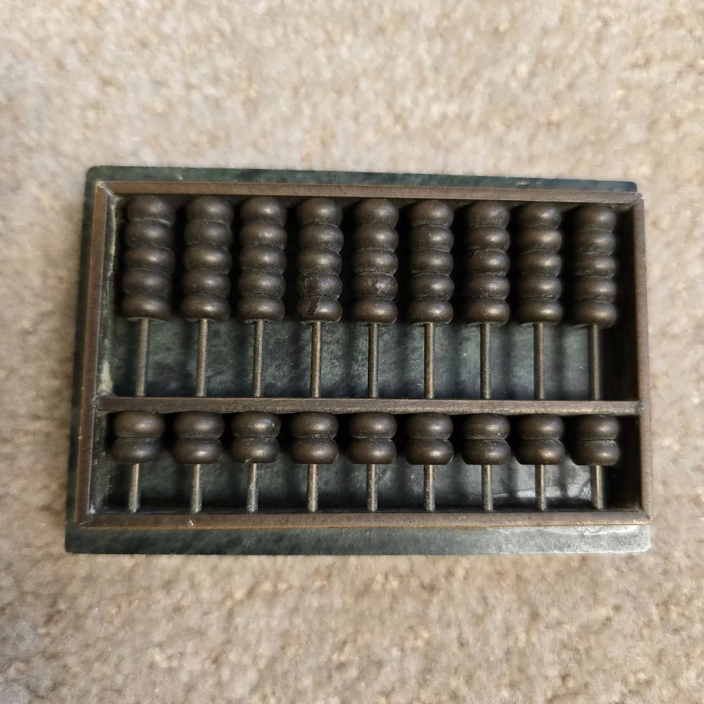 Mini Small BRASS Metal Working ABACUS Palm Sized Desk Display Marble